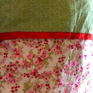 Pillowcase green and flower cotton material